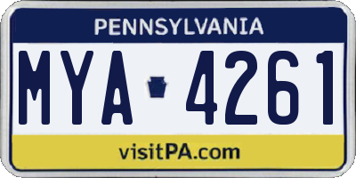 PA license plate MYA4261