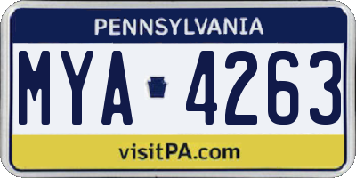 PA license plate MYA4263