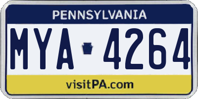 PA license plate MYA4264
