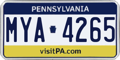 PA license plate MYA4265