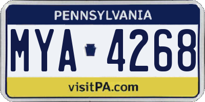PA license plate MYA4268