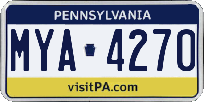 PA license plate MYA4270