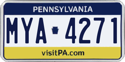 PA license plate MYA4271