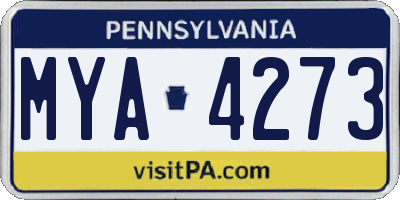 PA license plate MYA4273
