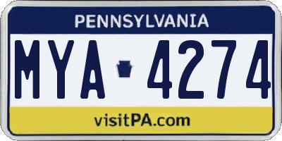 PA license plate MYA4274