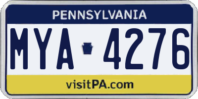 PA license plate MYA4276