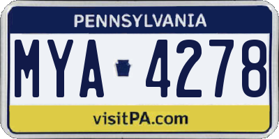 PA license plate MYA4278