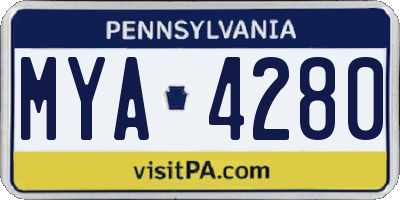 PA license plate MYA4280