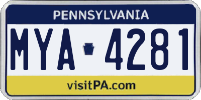 PA license plate MYA4281