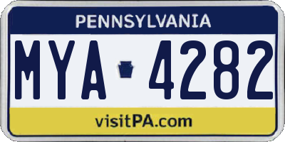 PA license plate MYA4282