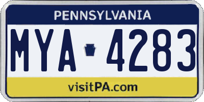 PA license plate MYA4283