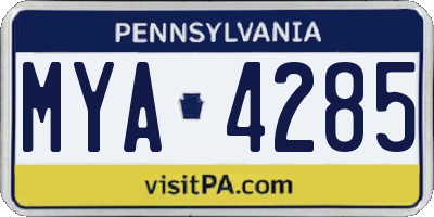 PA license plate MYA4285