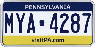 PA license plate MYA4287