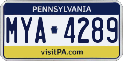 PA license plate MYA4289