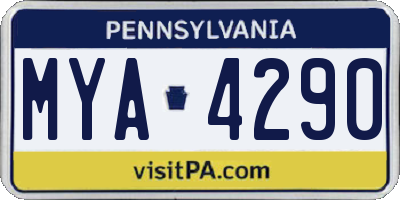 PA license plate MYA4290