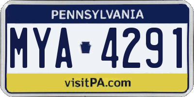 PA license plate MYA4291
