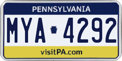 PA license plate MYA4292