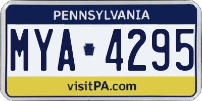 PA license plate MYA4295