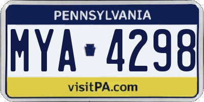 PA license plate MYA4298