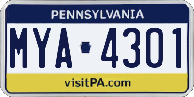 PA license plate MYA4301