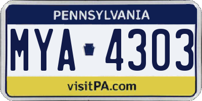 PA license plate MYA4303