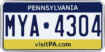 PA license plate MYA4304