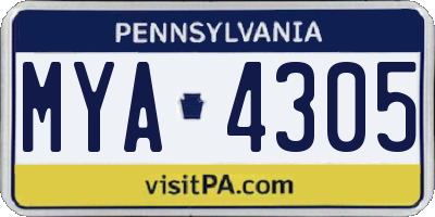 PA license plate MYA4305