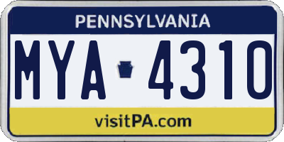 PA license plate MYA4310