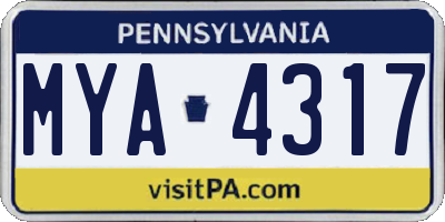 PA license plate MYA4317
