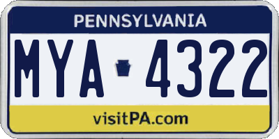 PA license plate MYA4322