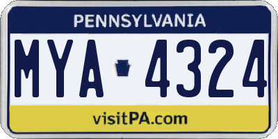 PA license plate MYA4324