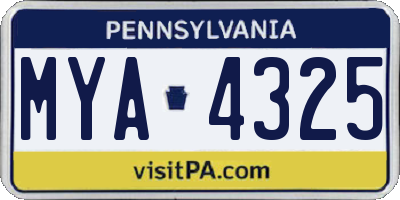 PA license plate MYA4325