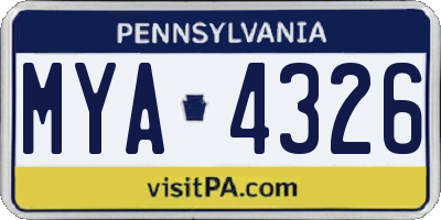 PA license plate MYA4326