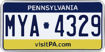 PA license plate MYA4329