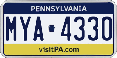 PA license plate MYA4330