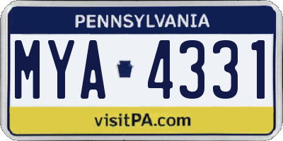 PA license plate MYA4331