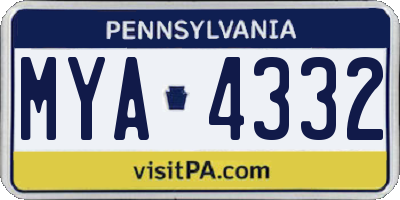 PA license plate MYA4332