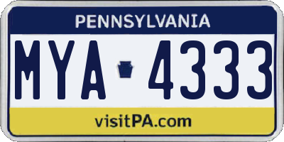 PA license plate MYA4333