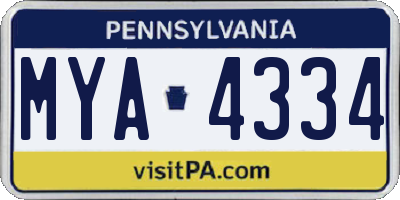PA license plate MYA4334