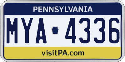 PA license plate MYA4336