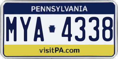 PA license plate MYA4338