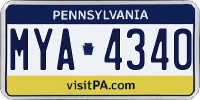 PA license plate MYA4340