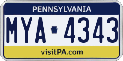 PA license plate MYA4343