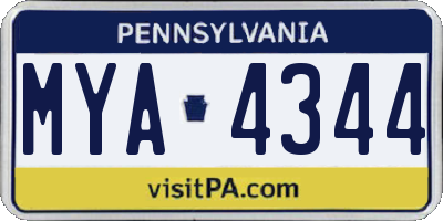 PA license plate MYA4344