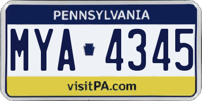 PA license plate MYA4345
