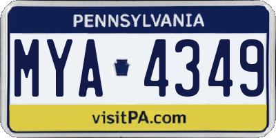 PA license plate MYA4349
