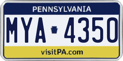 PA license plate MYA4350