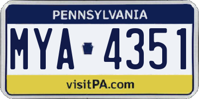 PA license plate MYA4351