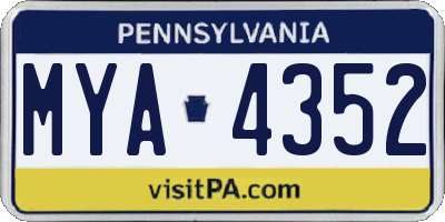 PA license plate MYA4352