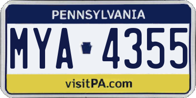 PA license plate MYA4355